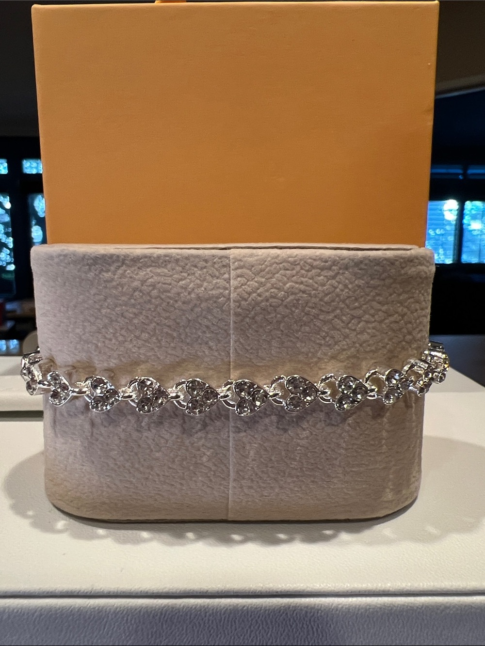 Silver CZ Heart Link Bracelet Silver plated